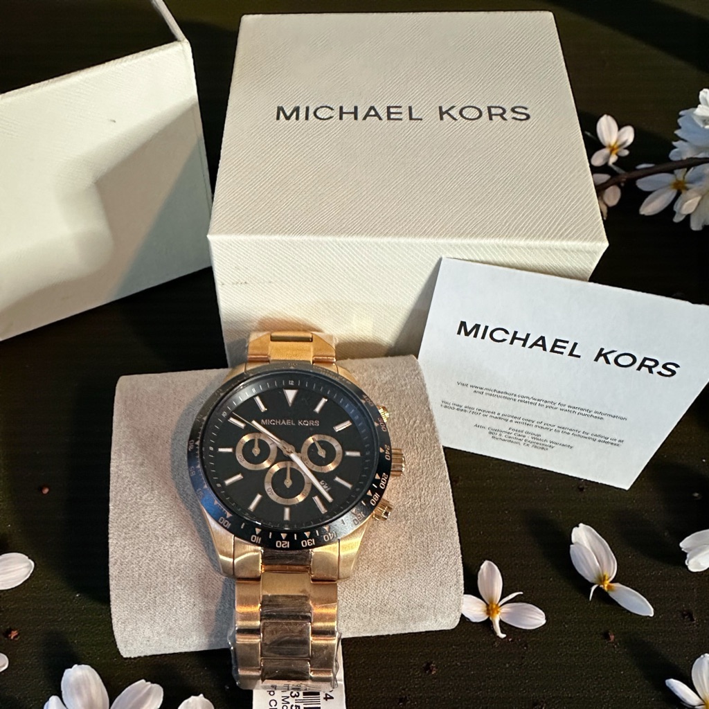 Michael Kors Black Dial Rose Gold Unisex Watch